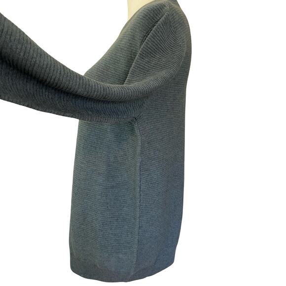 Forte Cashmere Womens Cashmere Ribbed Crewneck Sweater Size M Blue Quiet Luxury - Picture 4 of 7